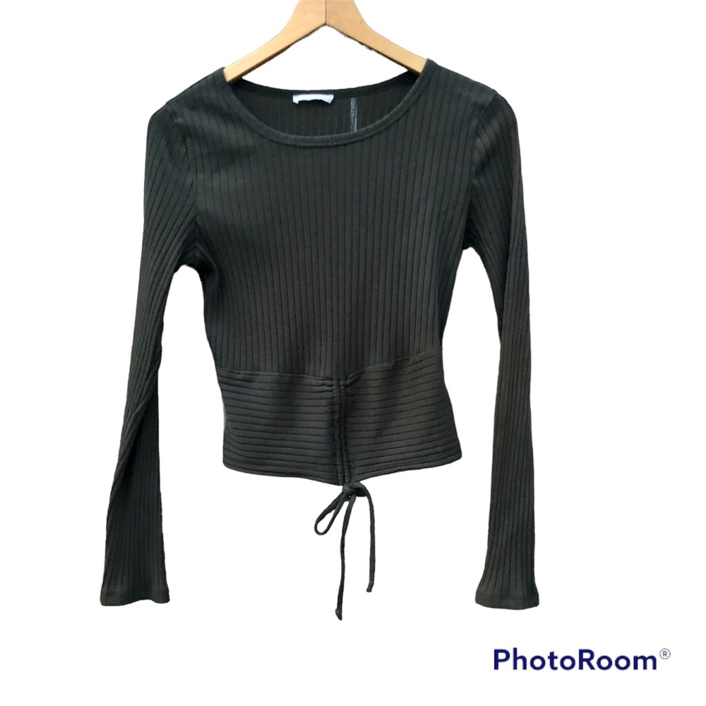 Timing Drawstring Shirt Rib-Knit Top Sz. Juniors Large